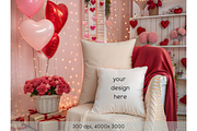 Valentine Pillow Mockup with Balloon, a Mockup by MockupWizard (Thumbnail 2 of 4)