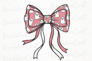 Halloween Pink Ghost Coquette Bow, an Illustration by OK Design