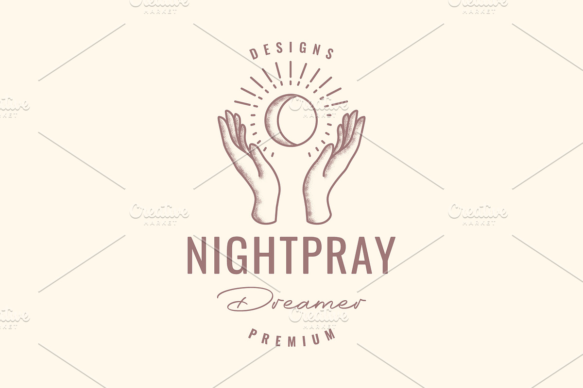 hand hope crescent sunburst logo, a Branding & Logo Template by devastd