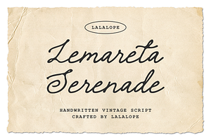 Lemareta Serenade – Vintage Font, a Script Font by Lalalope