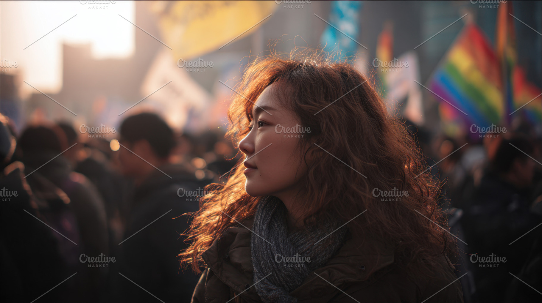Crowd at rally during sunset, a Photo by Beautiful things