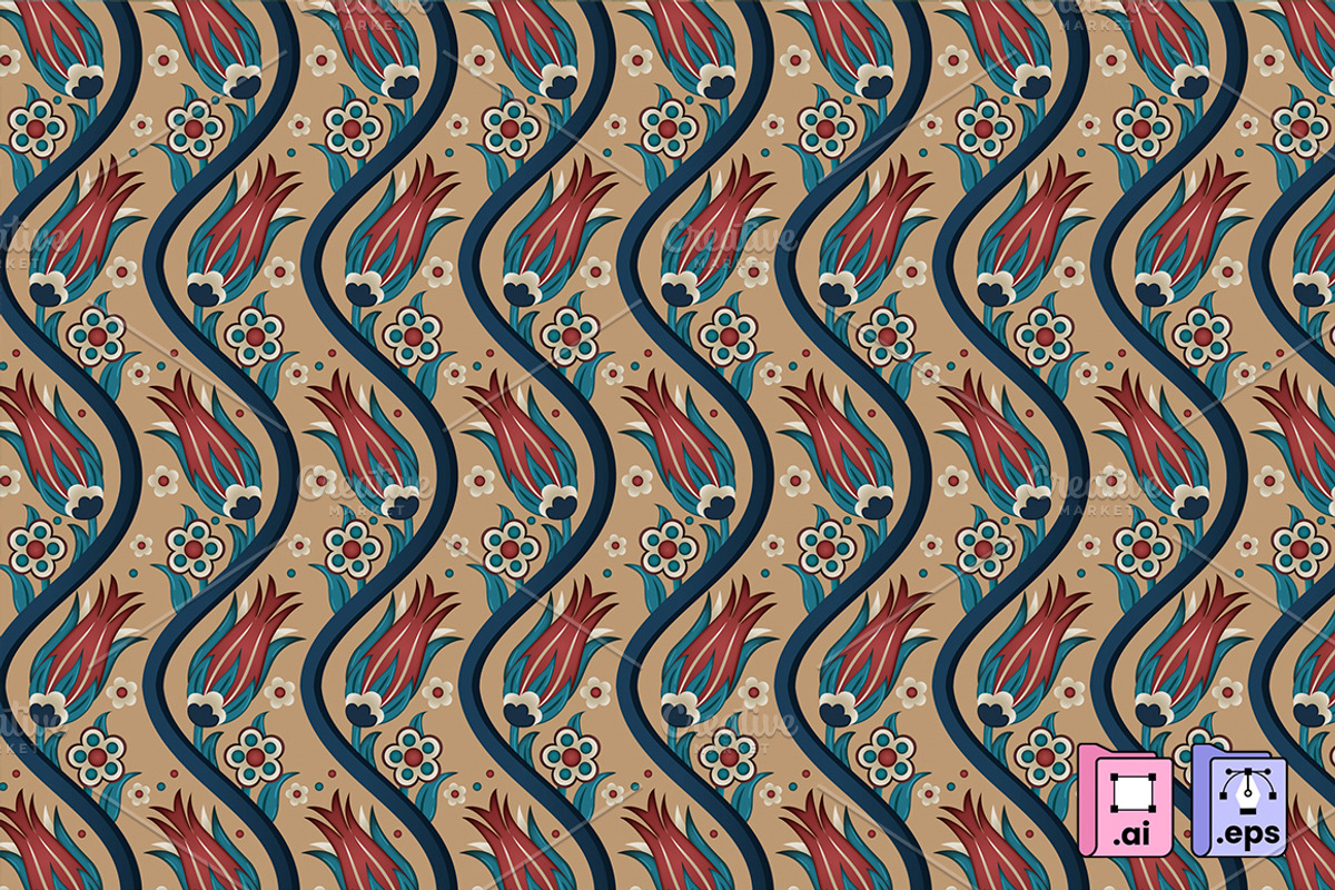 Ottoman Saz Yolu Pattern, a Pattern Graphic by MISS CHATZ (Photo 2 of 3)