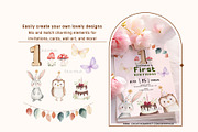 Woodland Birthday Animals Clipart, a Decorative Illustration by OKArtHub (Thumbnail 5 of 9)