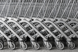 Supermarket shopping cart trolleys, an Industrial Photo by BOOCYS