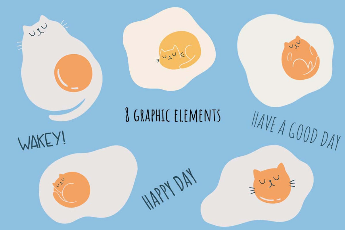 Funny Cats and Fried eggs, a Pattern Graphic by Irina Ostapenko (Photo 6 of 7)