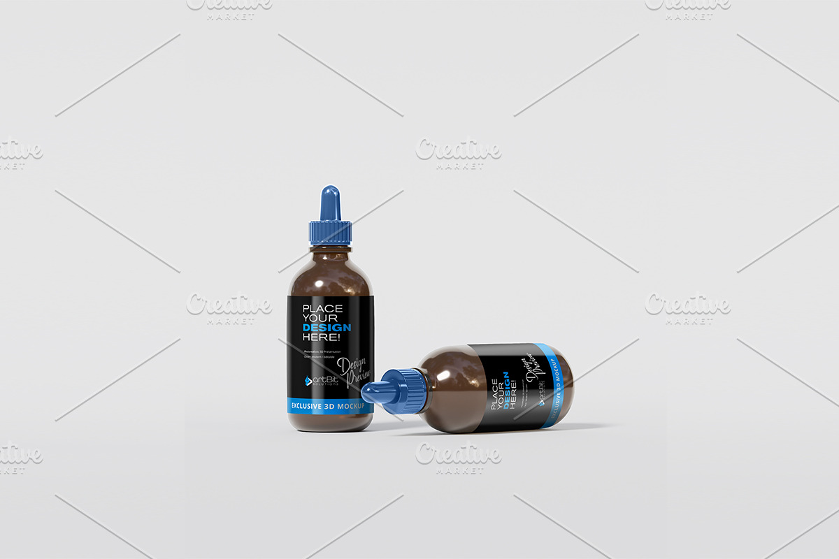 Amber Dropper bottle mockup set, a Cups & Container Mockup by artBit Design Studio (Photo 4 of 6)