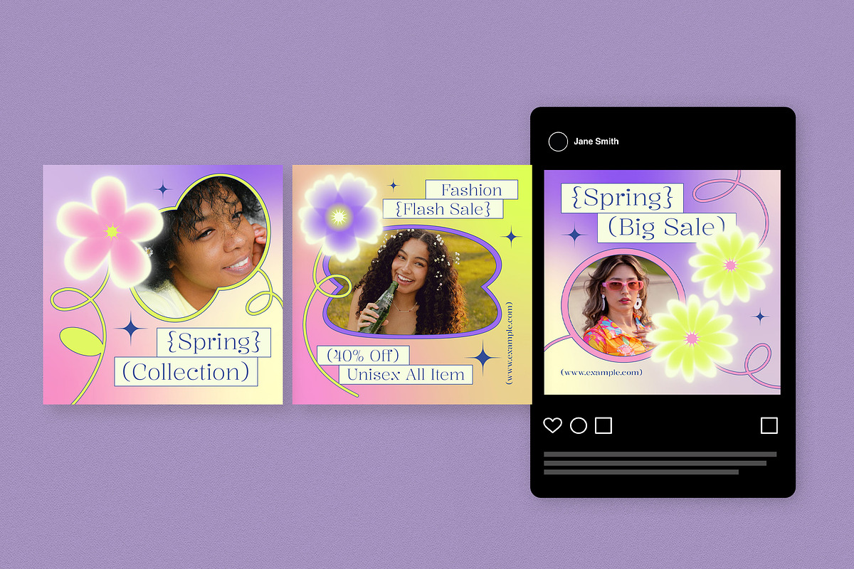 Purple Spring Fashion Instagram Pack, a Social Media Template by graphicook (Photo 3 of 6)