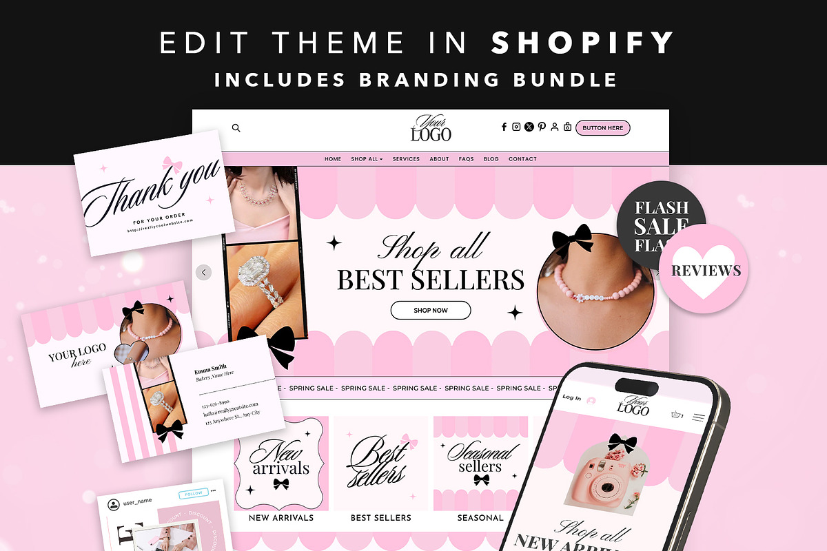 Pink Shopify Theme and Branding Kit, a Shopify Template by Template Twist Shop (Photo 1 of 9)