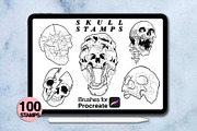 100 procreate skull stamps, a Brush Add-On by Arts For Peace (Thumbnail 4 of 10)