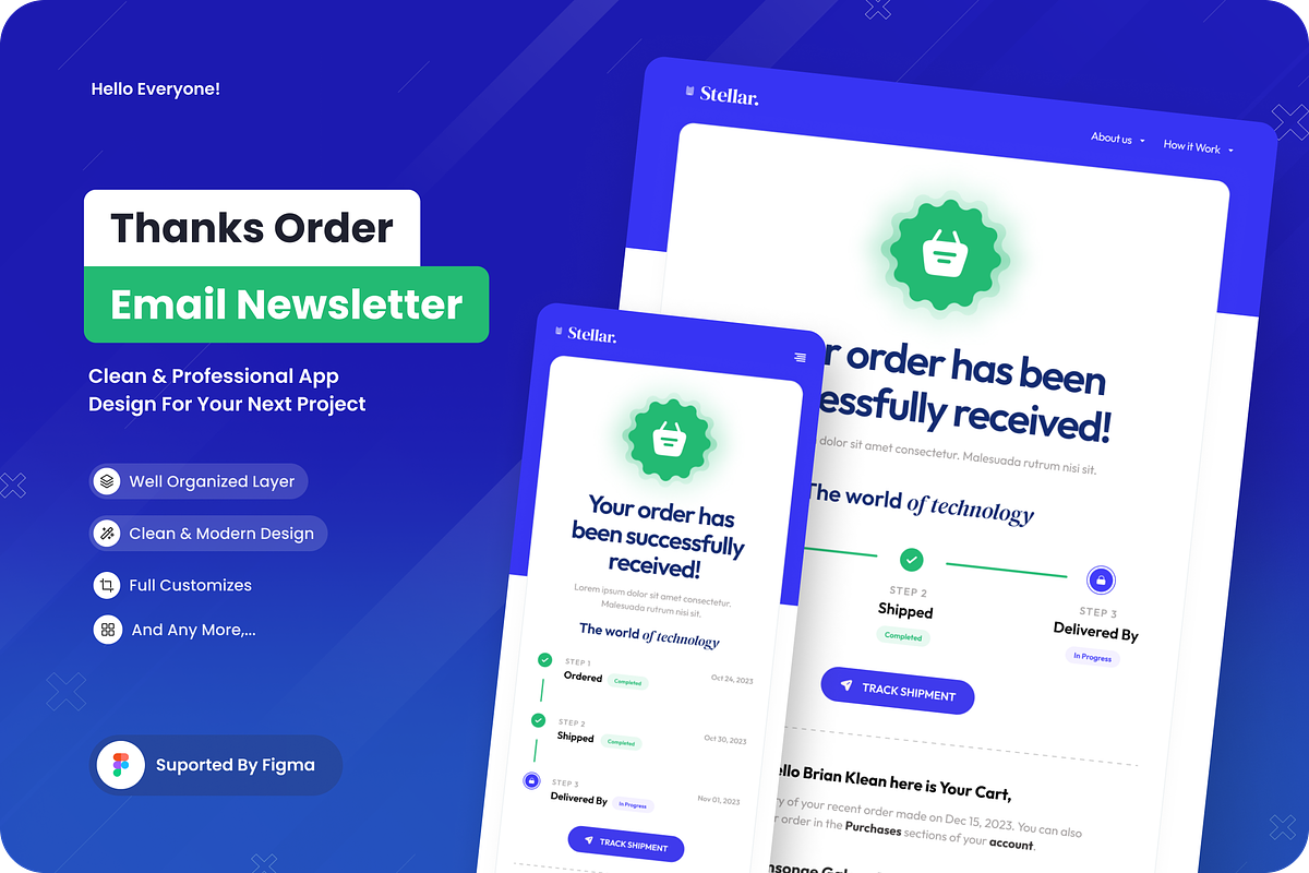 Thanks Order Email Newsletter, an UI Kit Template by SquidPixey (Photo 1 of 6)
