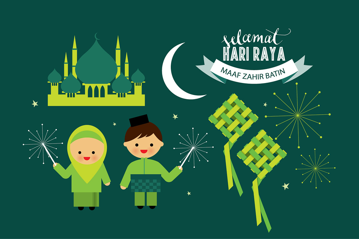 hari raya elements vector, an Illustration by lyeyee