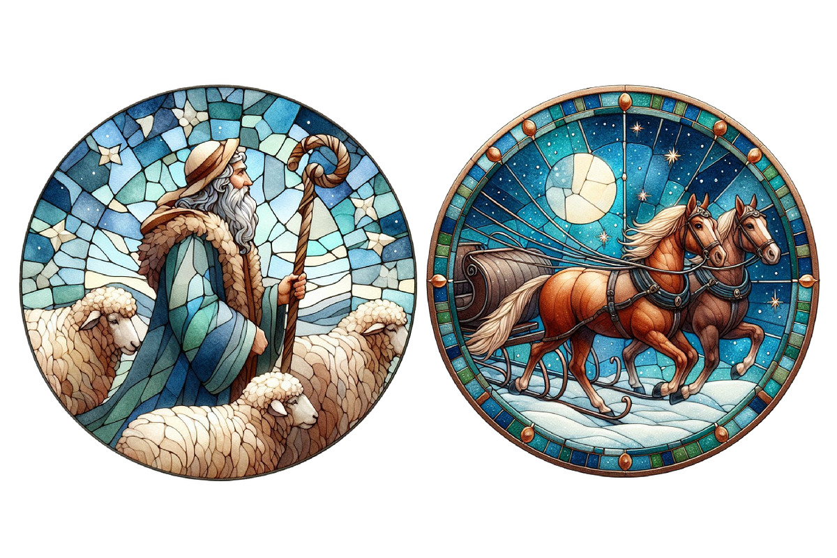 Christmas Round Stained Glass Clipar, an Illustration by Designworld (Photo 4 of 6)
