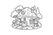 Whimsical Mushroom House Line Art bu, an Illustration by Designs_River (Thumbnail 43 of 51)