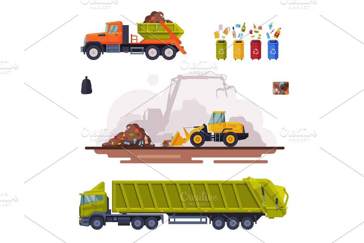 Garbage Disposal Set, Waste, a Technology Illustration by TopVectors