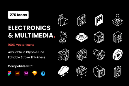 Multimedia and Appliances Icons, an Icon by Brickclay