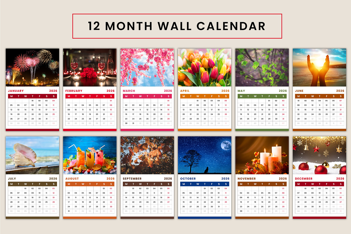2026 Full Year Wall Calendar Canva, a Stationery Template by Mustafiz (Photo 4 of 8)