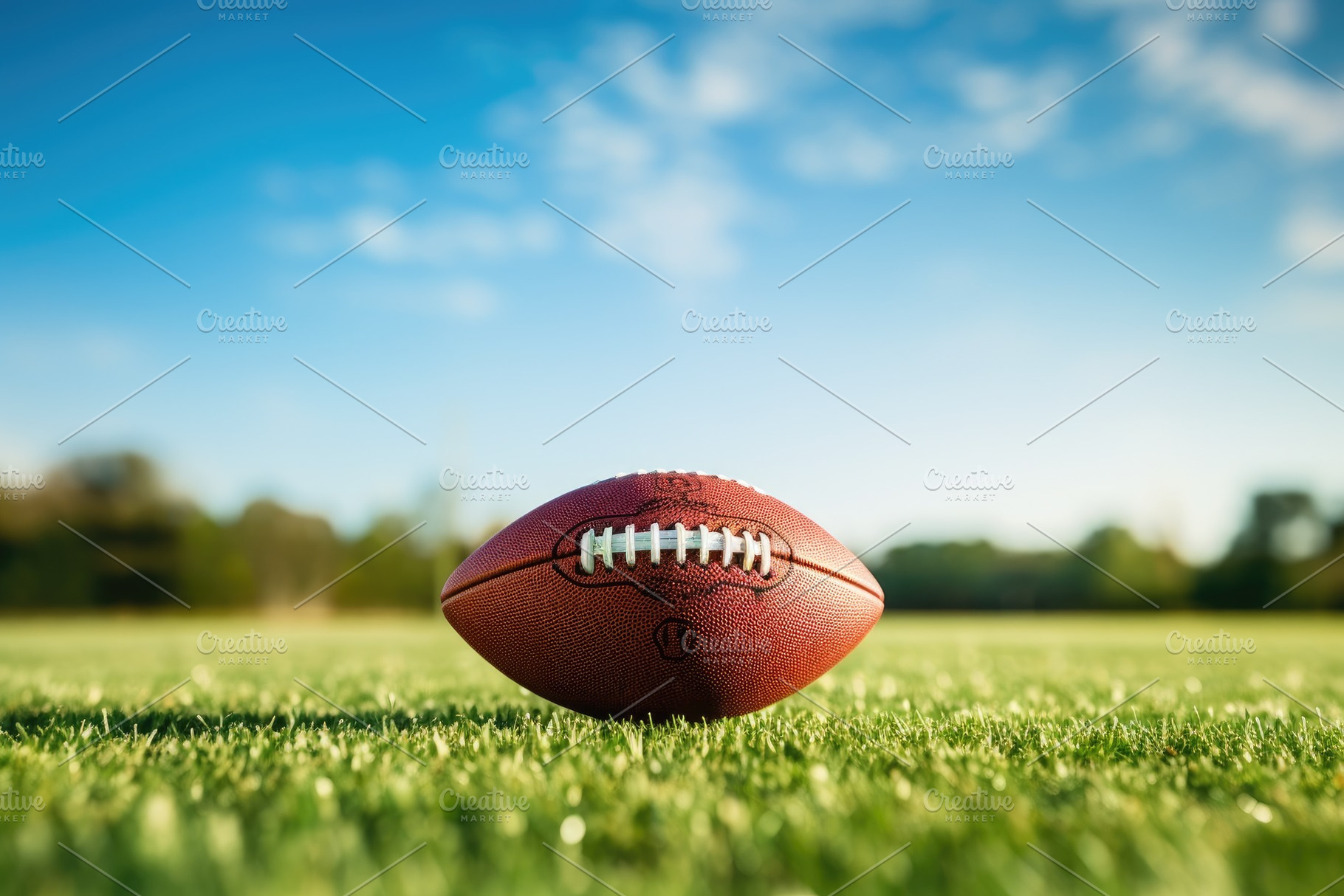 american football on field of grass,, a Photo by Iftikhar Alam
