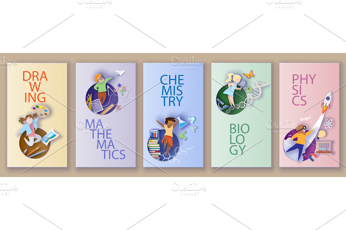 Trendy education concept vertical, a Seasonal Illustration by Valenty