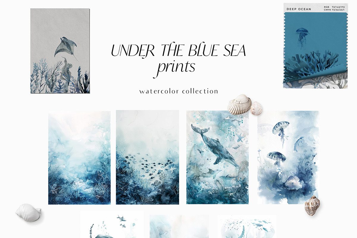 Watercolor underwater ocean animals, an Animal Illustration by Grace Noboa Illustrations (Photo 8 of 9)
