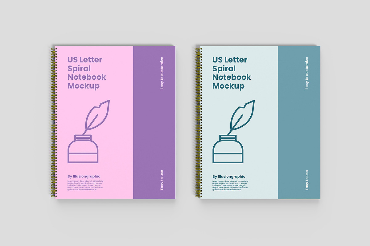 US Letter Spiral Notebook Mockup, a Books & Magazine Mockup by Illusiongraphic (Photo 16 of 32)