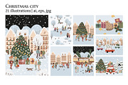 Christmas Winter City Illustrations, a Seasonal Illustration by LyubovZaytseva (Thumbnail 1 of 11)