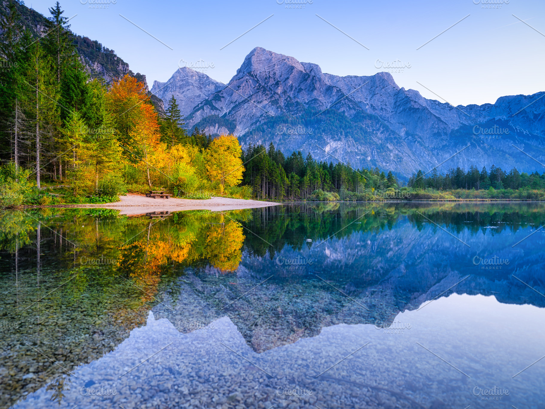 Mountain lake and forest., a Nature Photo by Landscape and travel