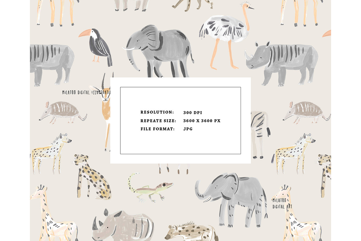 Nursery safari animals baby pattern, a Pattern Graphic by Milatoo (Photo 4 of 4)