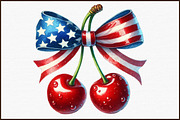 4th of July Cherry Bow Clipart, an Illustration by Sublimation Artist (Thumbnail 3 of 6)