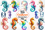 Seahorse Watercolor ClipArt's, an Illustration by RobertsArt (Thumbnail 1 of 7)