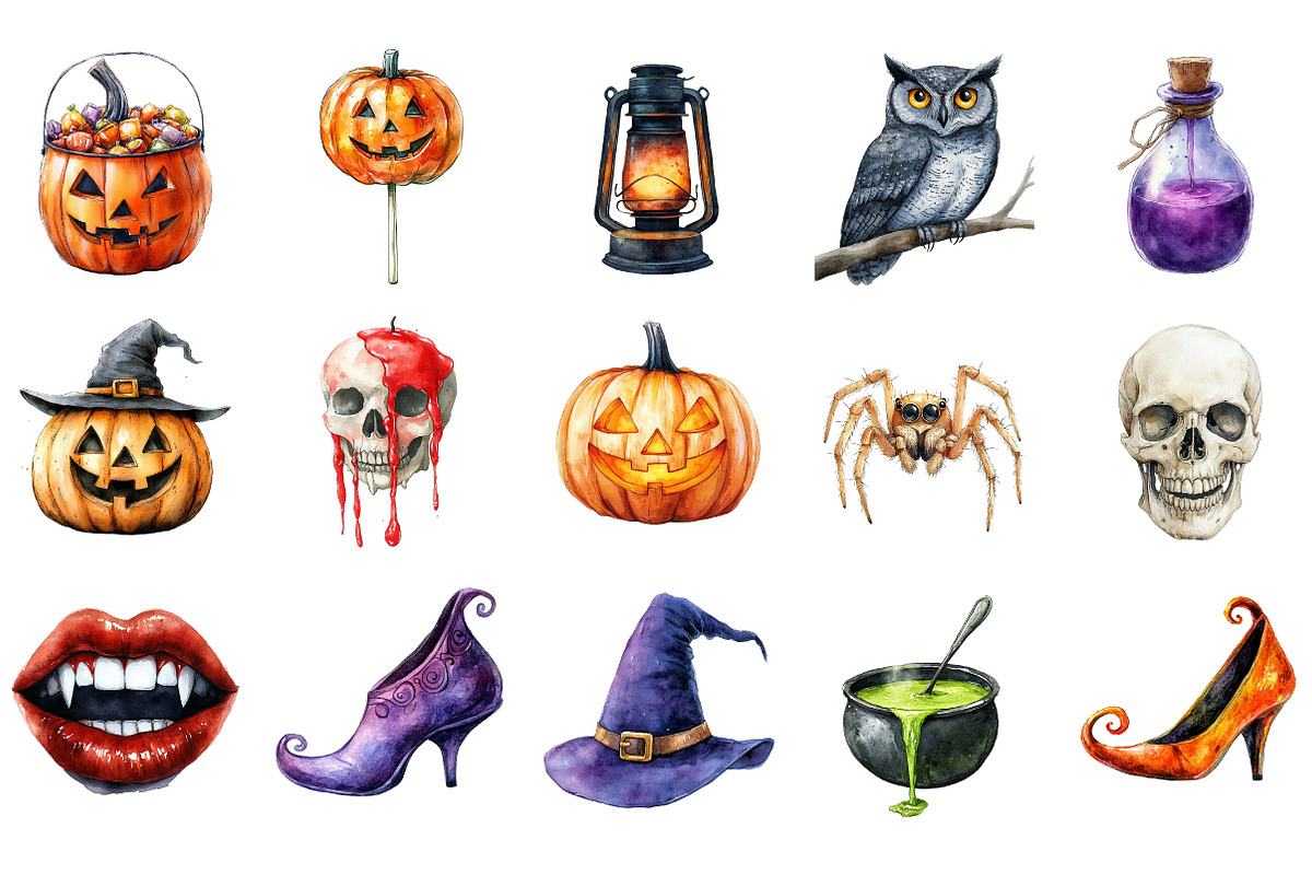Spooky Halloween Cartoon Clipart, an Illustration by Designking (Photo 3 of 5)