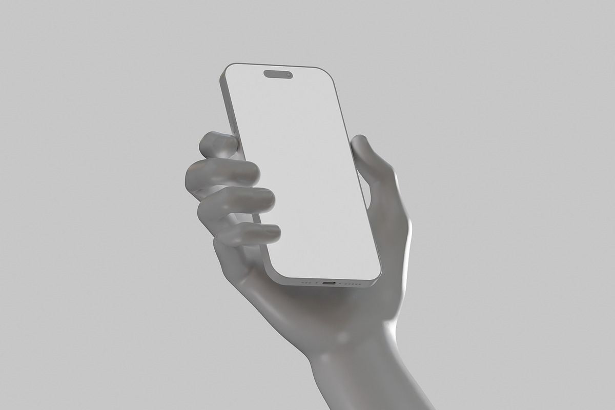 Clay Hand Holding Phone Mockup, an iPhone Mockup by Unerispace (Photo 5 of 5)