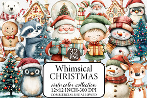 Whimsical Christmas Clipart Bundle, an Illustration by Libby Wishes
