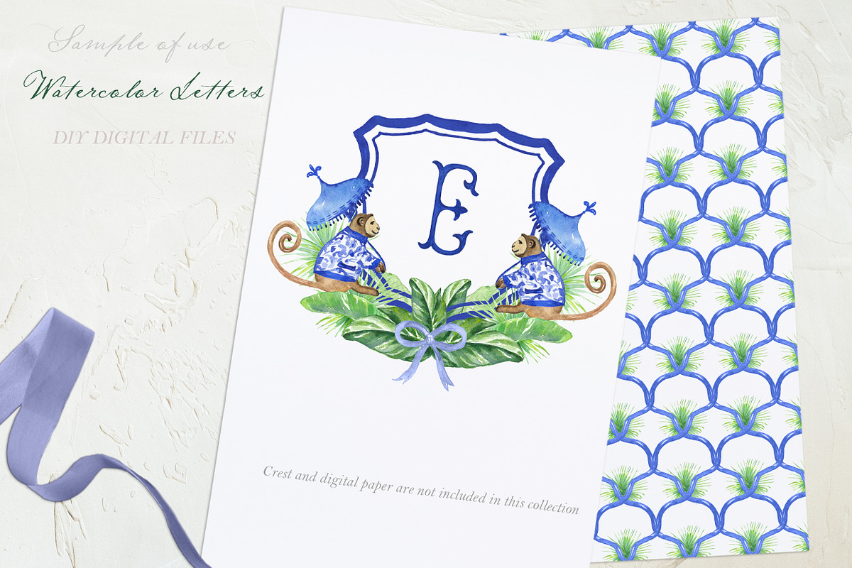 Watercolor Wedding Monogram Letters, a Decorative Illustration by LABFcreations (Photo 2 of 4)