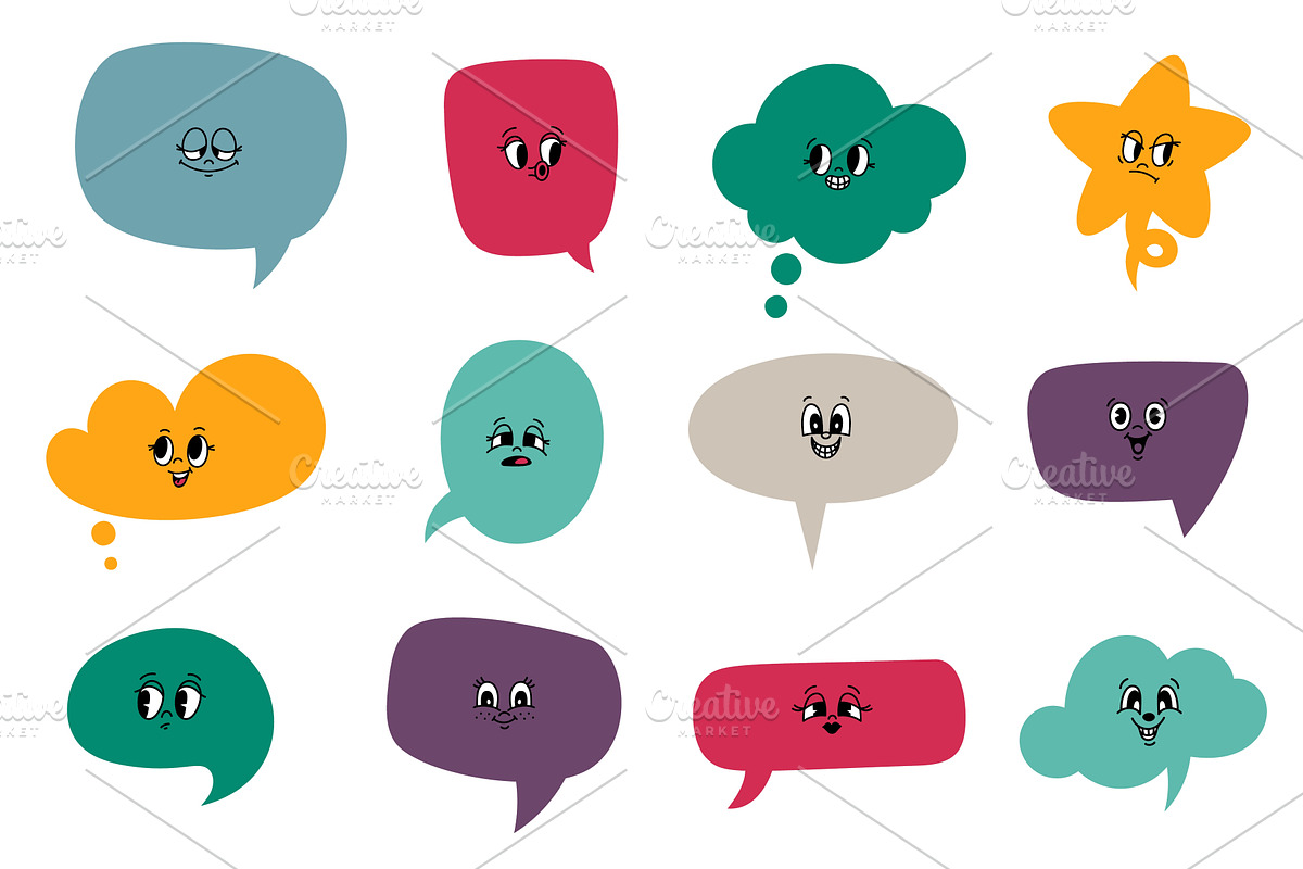 Fun cartoon speech bubbles with, an Object Illustration by Vectorbuum