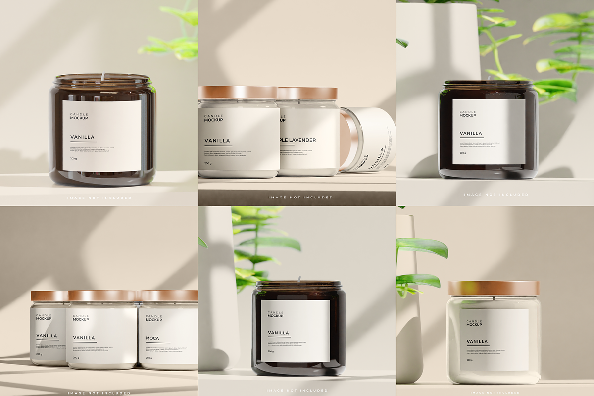 Amber glass candle mockup bundle, a Packaging Mockup by mockupocka (Photo 2 of 9)
