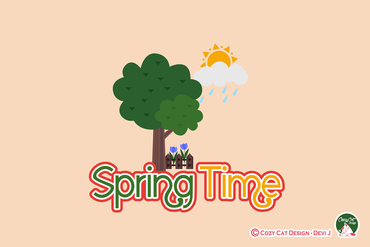 Spring Time Digital Clipart, a Seasonal Illustration by Cozy Cat Design (Photo 2 of 3)