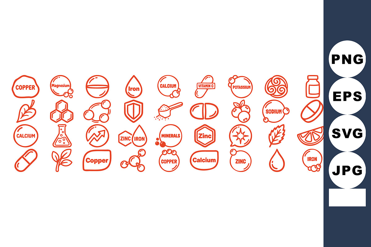 Hand Drawn Mineral Icon Set, an Illustration by designvectx (Photo 3 of 3)