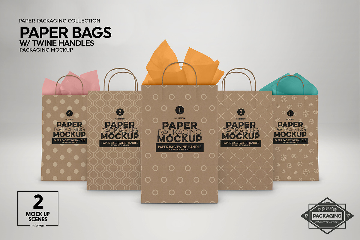 Paper Bags Twine Handles Mockup, a Packaging Mockup by INCDesign (Photo 8 of 10)