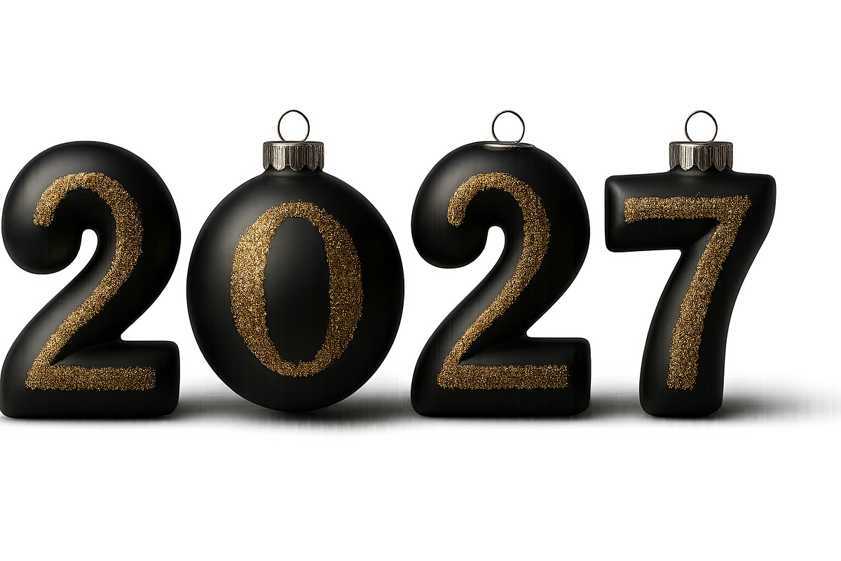 New year 2027 black and gold holiday, an Illustration by Dvoevnore photos