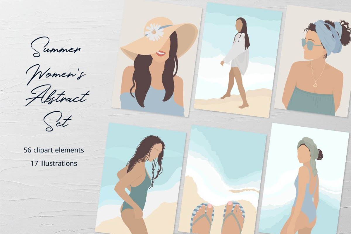 Summer Women's Abstract Set, a Seasonal Illustration by Irena Art (Photo 1 of 6)