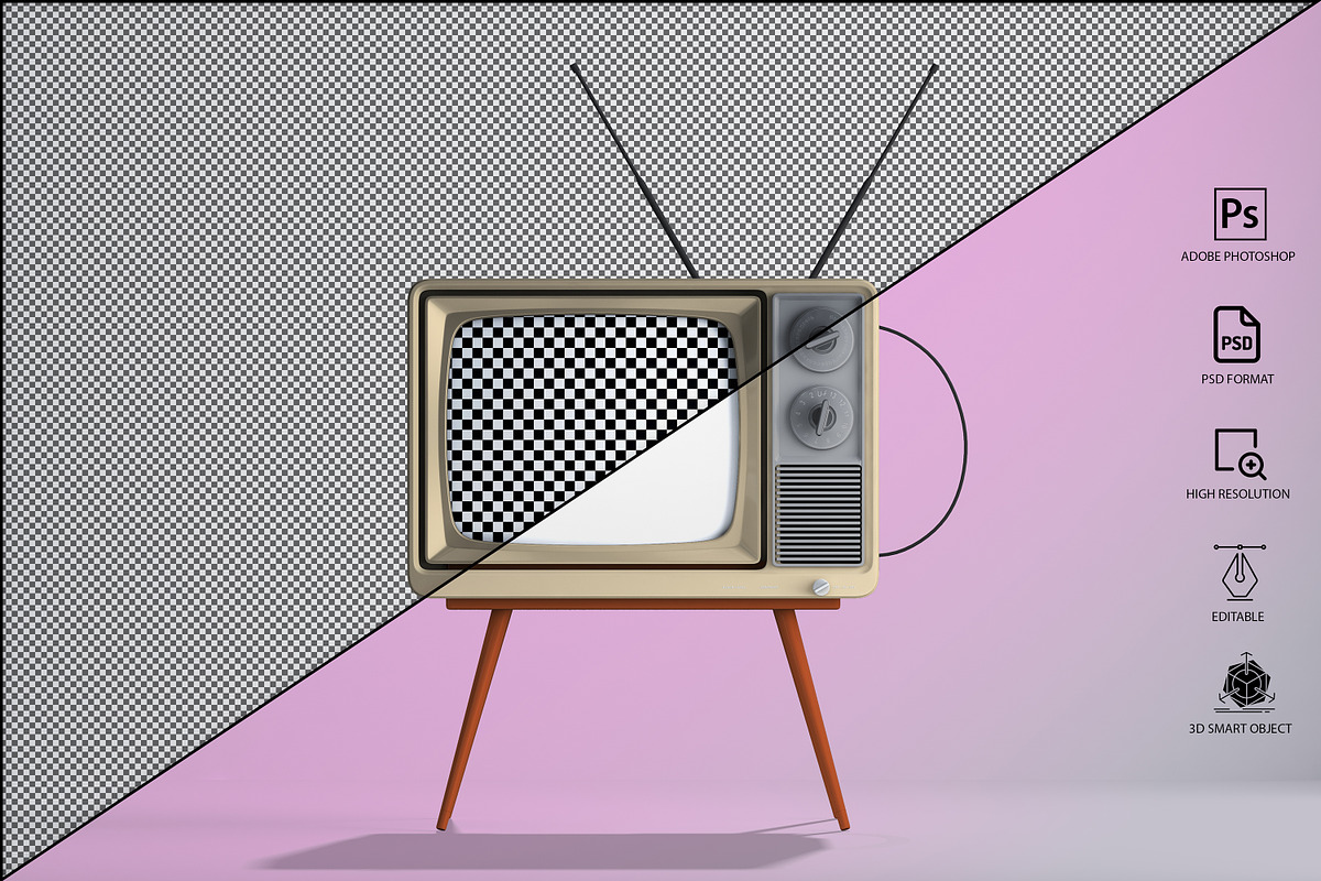 Retro Tv Mockup Pack, a Household Mockup by GraphicVil (Photo 9 of 23)