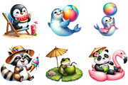 Summer Cute Animals Clipart, a Seasonal Illustration by DreamArtGraphic (Thumbnail 3 of 4)