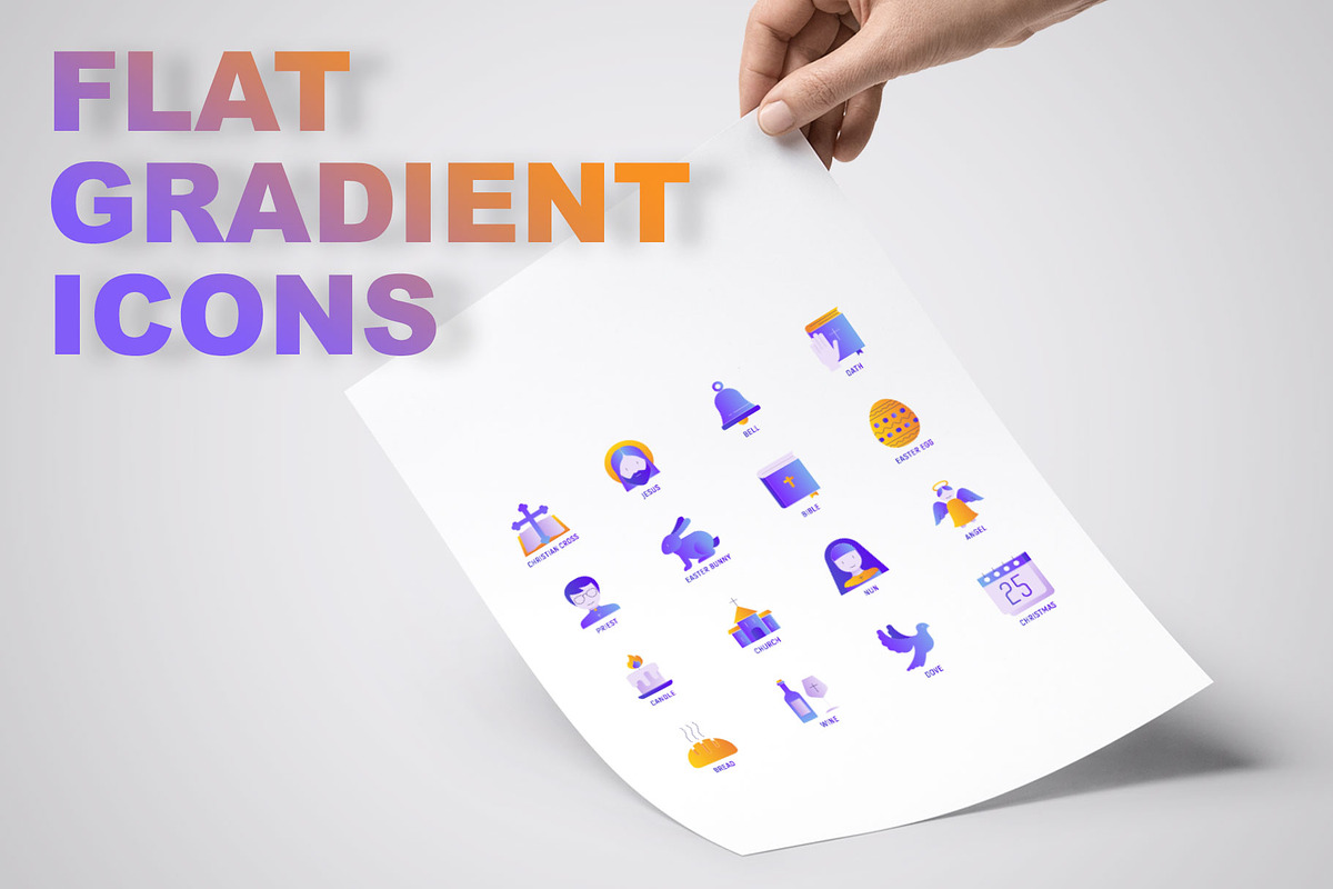 Christianity | 16 Flat Gradient Icon, an Outline Icon by Alex Blogoodf (Photo 3 of 11)