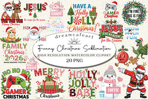 Funny Christmas Sublimation Bundle, an Illustration by DreamCafeArt
