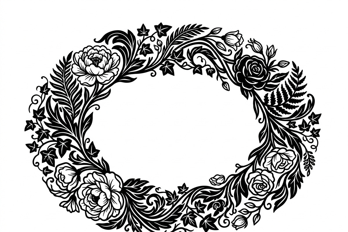 50 Elegant Floral Oval Mirror Frame, a Decorative Illustration by Amazin_art (Photo 28 of 29)