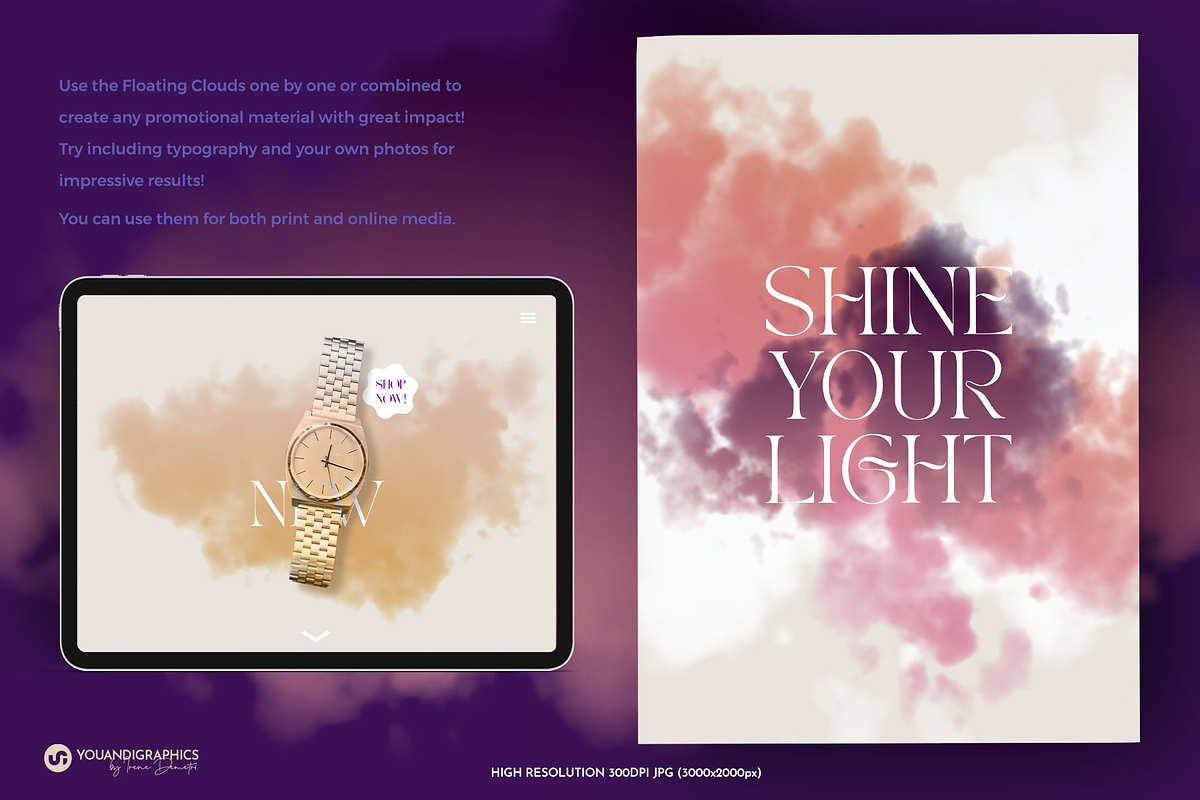 Floating Colorful Clouds | PNG/PSD, a Graphic by Youandigraphics (Photo 5 of 14)