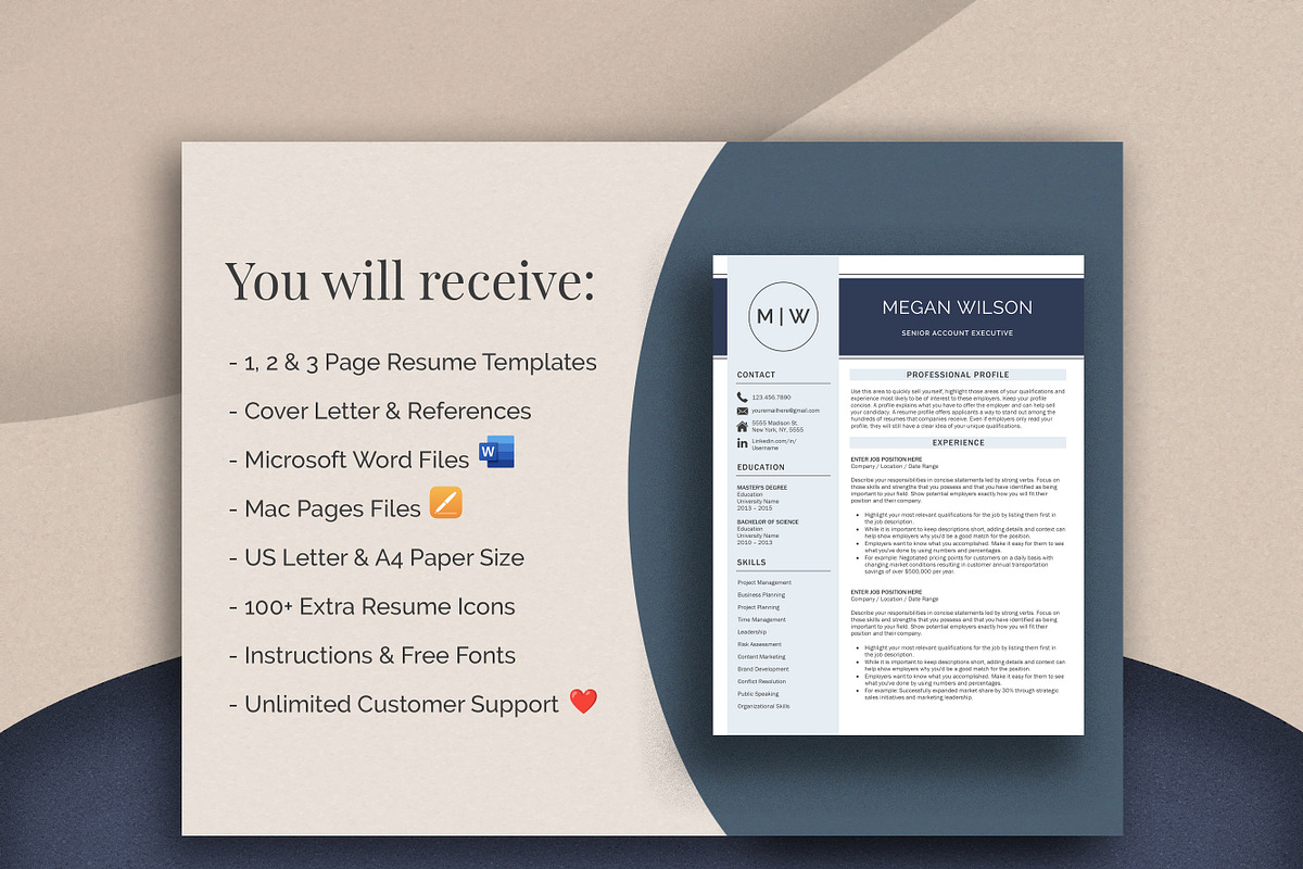 Resume Template | CV + Cover Letter, a Resume Template by Klamp Studio (Photo 6 of 9)