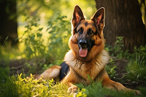 German shepherd dog on green grass, an Animal Photo by AlyaAnd