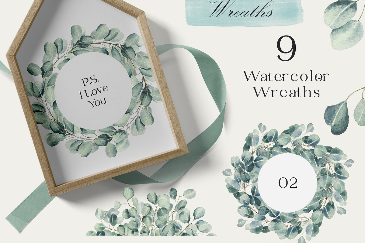 Eucalyptus – Watercolor Collection, a Decorative Illustration by Letters-Shmetters (Photo 5 of 8)