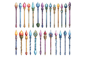 Various Magic Wands Cartoon Icons, an Object Illustration by LadadikArt